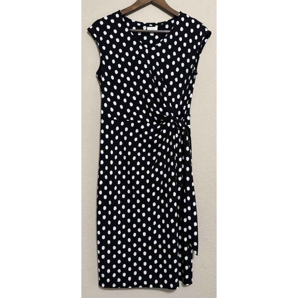 Talbots Women's S Faux Wrap Dress Ditzy Polka Dot Sleeveless Careercore‎